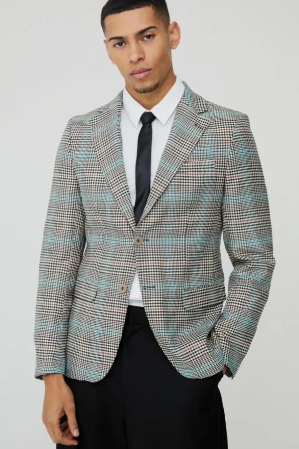 boohooMAN Slim Single Breasted Check Suit Jacket | Suits & Tailoring | Suits & Tailoring