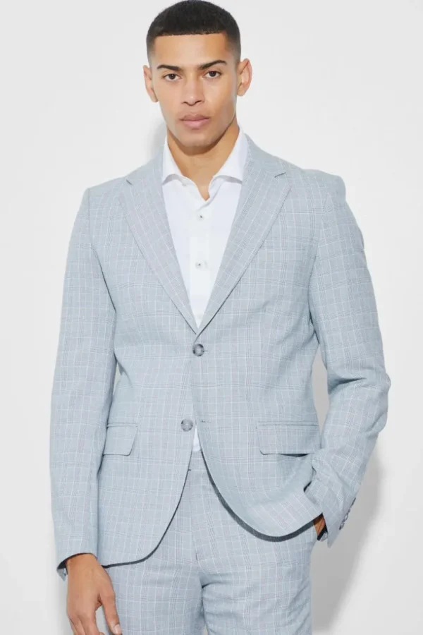 boohooMAN Slim Single Breasted Checked Blazer | Suit Blazers | Going Out