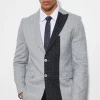 boohooMAN Slim Single Breasted Contrast Lapel Blazer | Suits & Tailoring | Suits & Tailoring