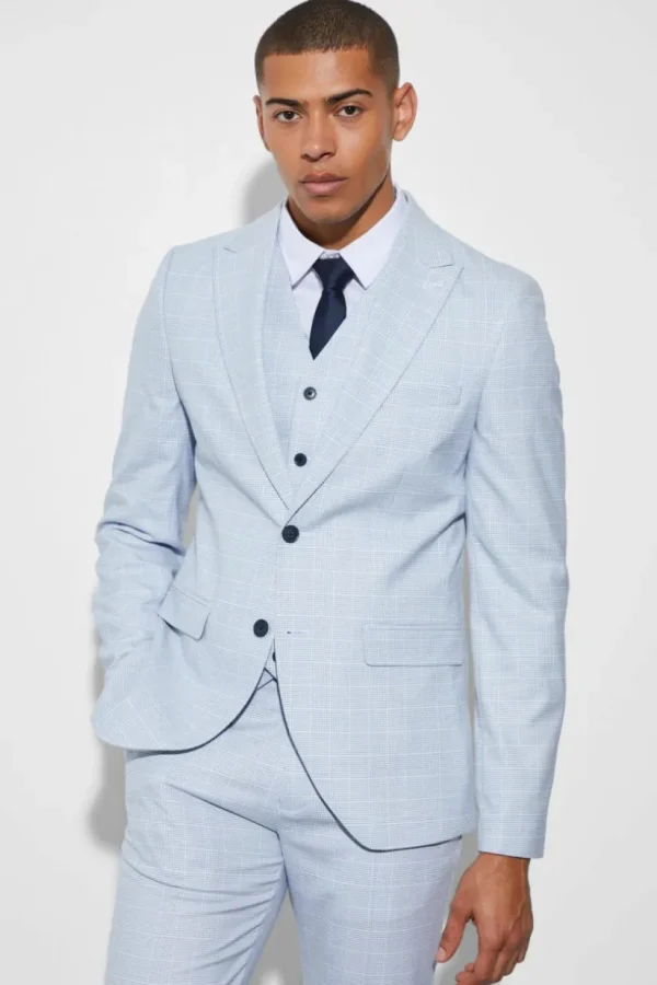 boohooMAN Slim Single Breasted Micro Check Suit Jacket | Suits & Tailoring | Suits & Tailoring