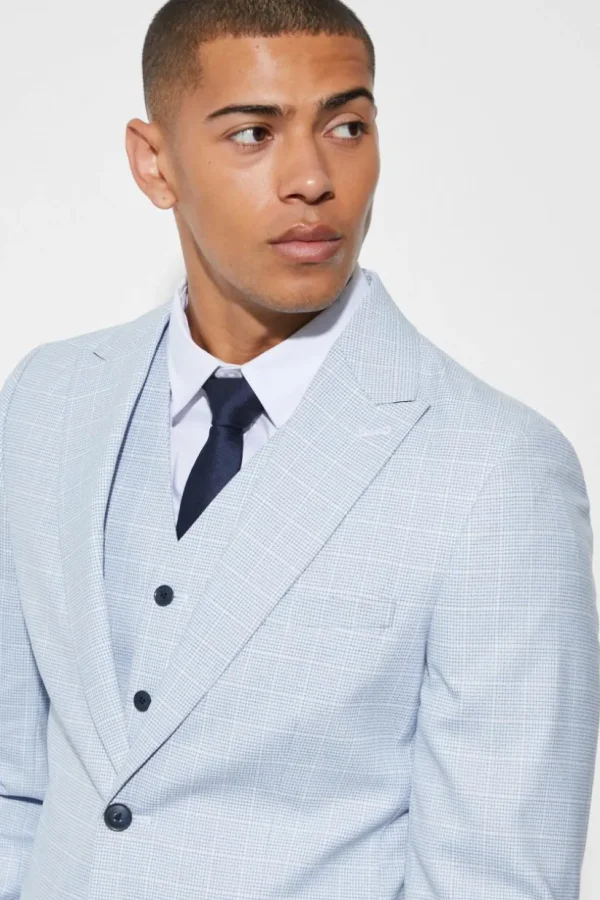 boohooMAN Slim Single Breasted Micro Check Suit Jacket | Suits & Tailoring | Suits & Tailoring