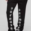 boohooMAN Slim Stacked Printed Flared Jogger | Trousers | Joggers