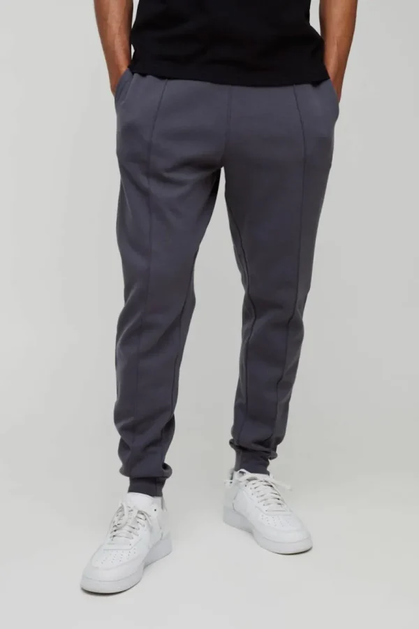 boohooMAN Slim Tapered Heavyweight Interlock Jogger | Joggers