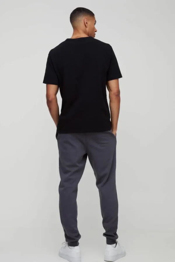 boohooMAN Slim Tapered Heavyweight Interlock Jogger | Joggers