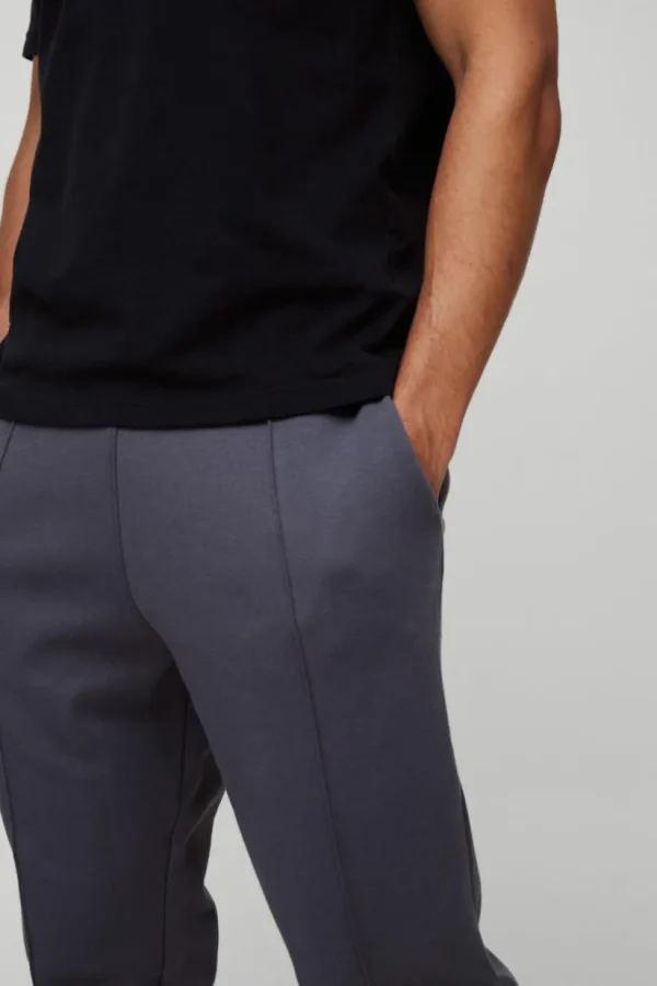 boohooMAN Slim Tapered Heavyweight Interlock Jogger | Joggers