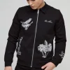 boohooMAN Smart Harrington Scuba Super Heavyweight Embroidered Bomber Jacket | Going Out Jackets | Going Out