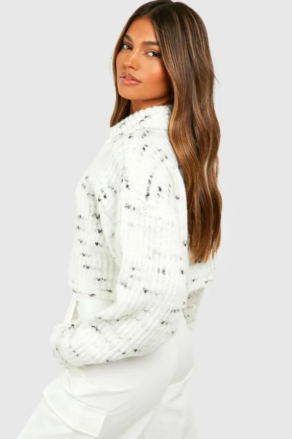 boohoo Soft Knit Nep Yarn Half Zip Collar Jumper | Women Shirts | Foundation