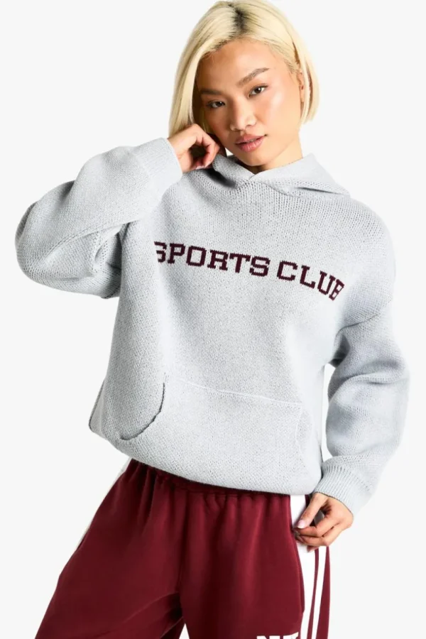 boohoo Sports Club Oversized Knitted Hoody | Women Shirts | Foundation