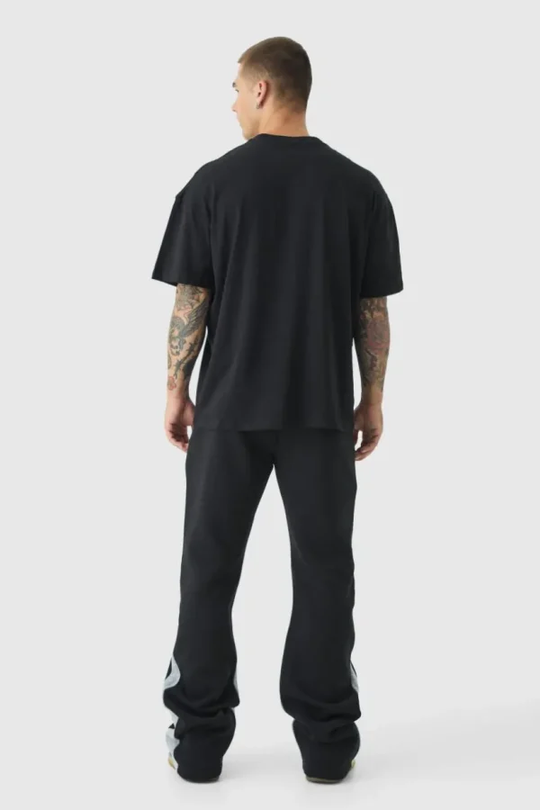 boohooMAN Stacked Fit Gusset Jogger | Joggers