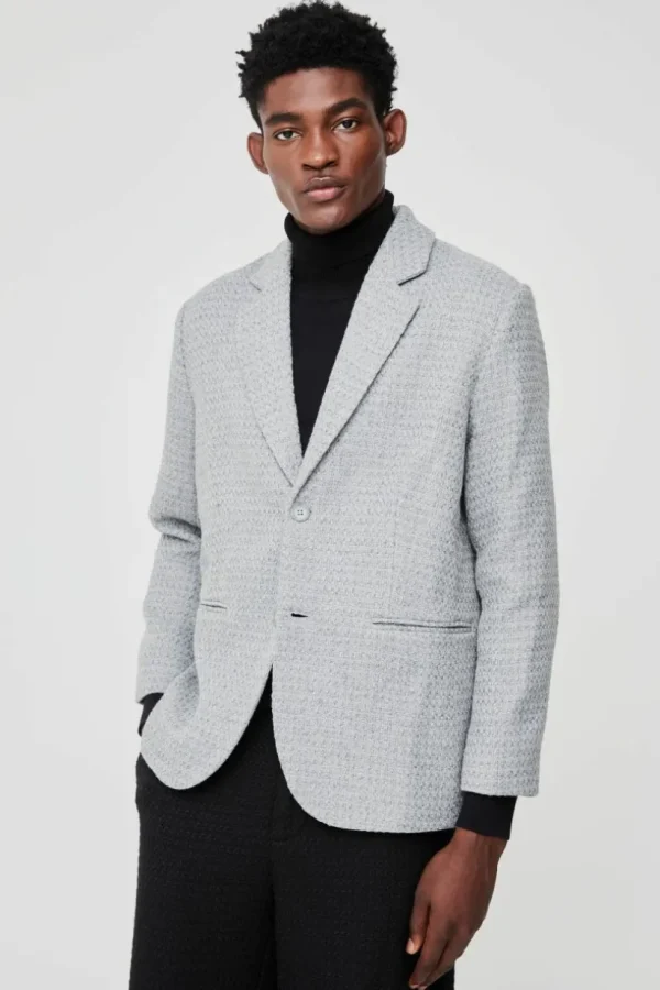 boohooMAN Straight Fit Boucle Single Breasted Blazer | Man | Coats & Jackets