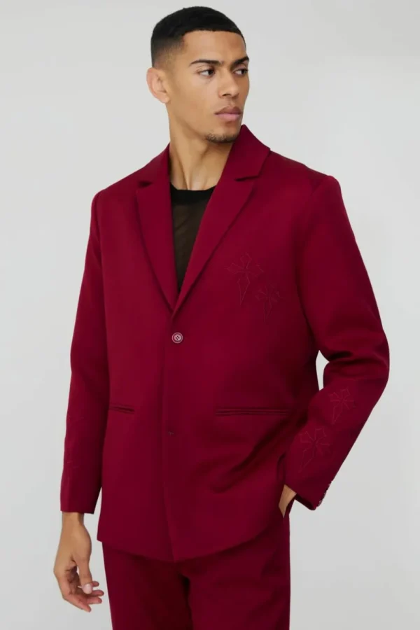 boohooMAN Straight Fit Cross Applique Blazer | Suit Blazers | Suits & Tailoring