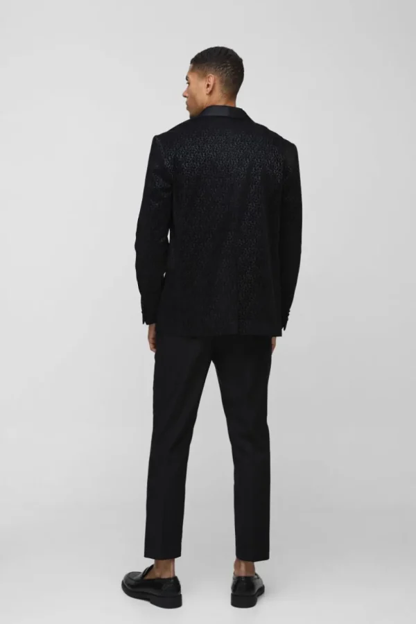 boohooMAN Straight Fit Floral Velour Blazer | Suit Blazers | Man