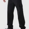 boohooMAN Straight Leg Elasticated Waist Bengaline Cargo Trouser | Trousers | Cargo Trousers