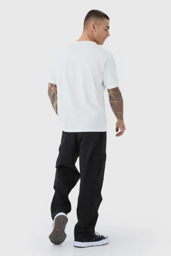 boohooMAN Straight Leg Elasticated Waist Bengaline Cargo Trouser | Trousers | Cargo Trousers