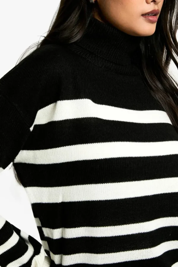 boohoo Stripe Roll Neck Jumper | Women Shirts | Foundation