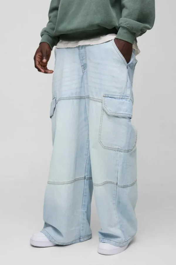 boohooMAN Super Baggy Rigid Cargo Denim Jeans | Denim | Going Out Denim