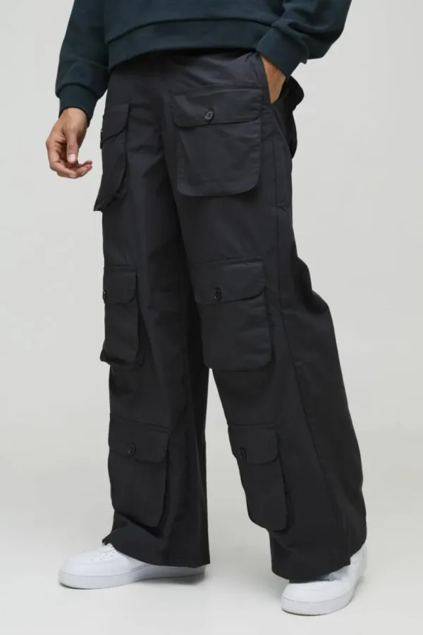 boohooMAN Super Baggy Ripstop Multi Pocket Cargo Trousers | Trousers | Cargo Trousers