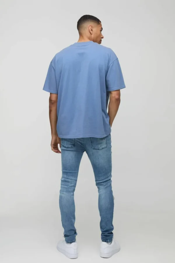 boohooMAN Super Distressed Dirty Wash Skinny Jeans | Denim | Going Out Denim