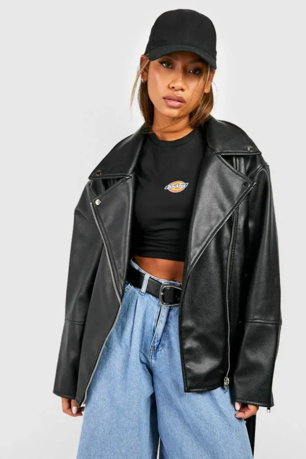 boohoo Super Oversized Belted Biker Jacket | Women Shirts | Foundation