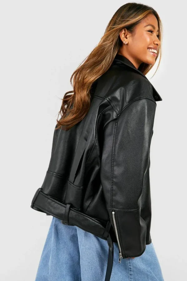 boohoo Super Oversized Belted Biker Jacket | Women Shirts | Foundation