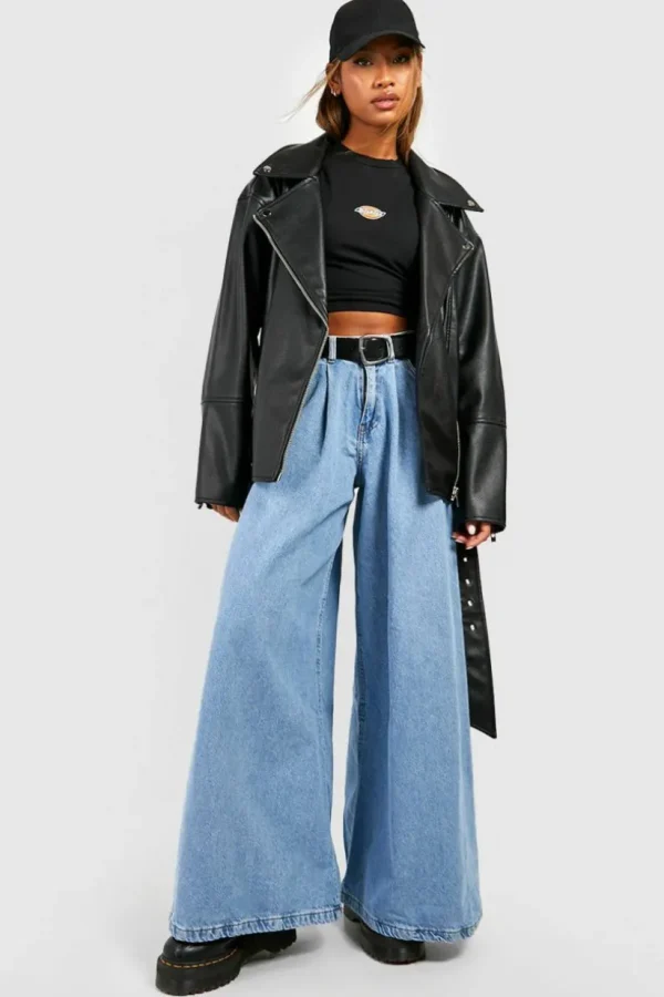 boohoo Super Oversized Belted Biker Jacket | Women Shirts | Foundation