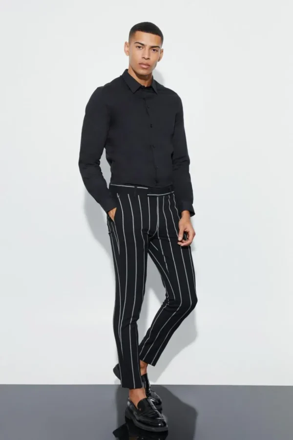 boohooMAN Super Skinny Stripe Suit Trousers | Suits & Tailoring | Suits & Tailoring