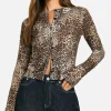 boohoo Tall Leopard High Neck Cardigan | Women Shirts | Foundation