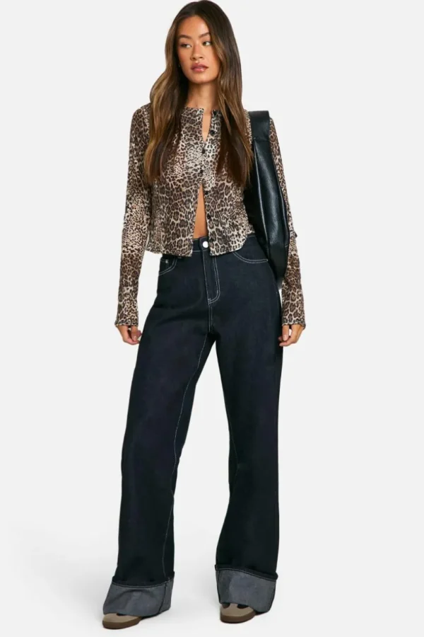 boohoo Tall Leopard High Neck Cardigan | Women Shirts | Foundation