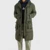 boohooMAN Tall 4 Pocket Longline Hooded Puffer Jacket in | Man | Coats & Jackets