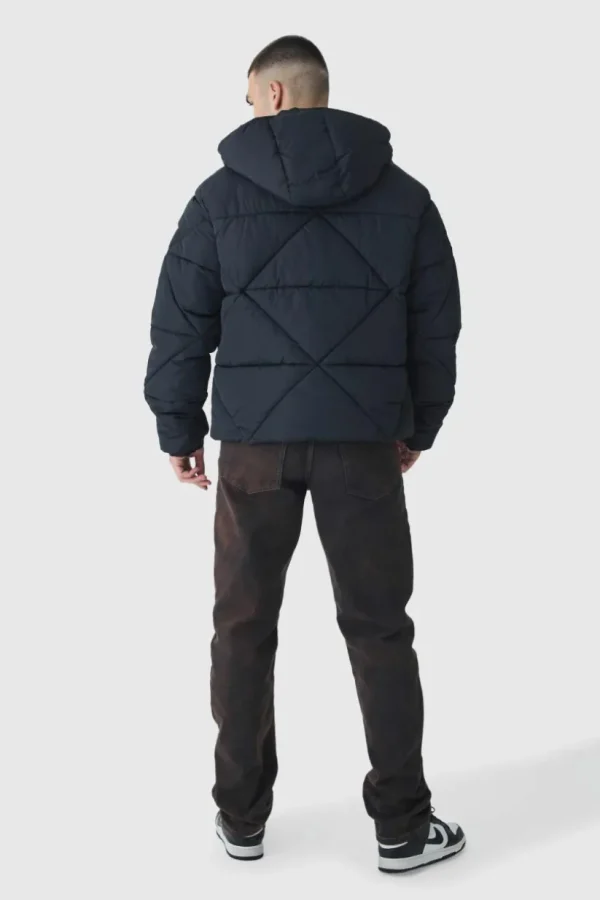 boohooMAN Tall Abstract Quilted Puffer Jacket In | Man | Coats & Jackets