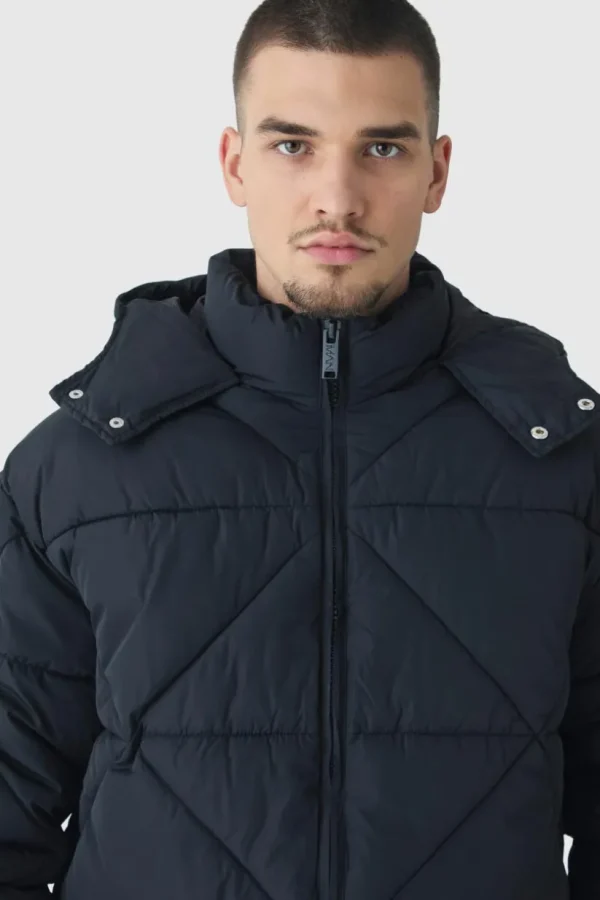 boohooMAN Tall Abstract Quilted Puffer Jacket In | Man | Coats & Jackets