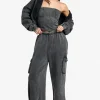 boohoo Tall Acid Wash Corset Top Hooded 3 Piece Tracksuit | Women Shirts | Foundation