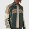 boohooMAN Tall Badge Detail Colour Block PU Varsity Jacket In | Man