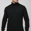 boohooMAN Tall Basic Regular Fit Roll Neck Jumper in | Knitwear | Going Out Knitwear