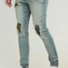 boohooMAN Tall Biker Rip & Repair Zip Hem Skinny Jeans | Denim | Going Out Denim