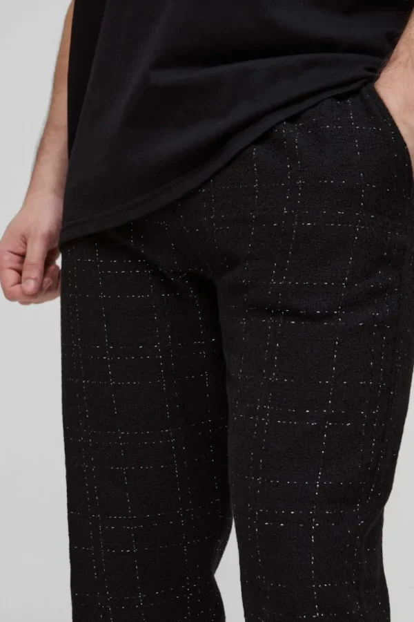 boohooMAN Tall Boucle Tapered Trousers | Trousers