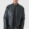 boohooMAN Tall Boxy BHM PU Collarless Moto Biker Jacket In | Man | Coats & Jackets