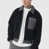 boohooMAN Tall Boxy Borg And Nylon Collared Bomber Jacket In | Man | Coats & Jackets