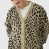 boohooMAN Tall Brushed Knit Leopard Print Oversized Cardigan | Knitwear | Going Out Knitwear