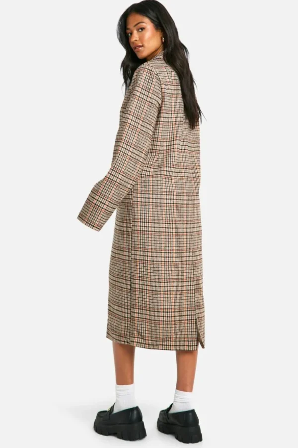 boohoo Tall Check Wool Look Coat and micro mini skirt set | Women Shirts | Foundation