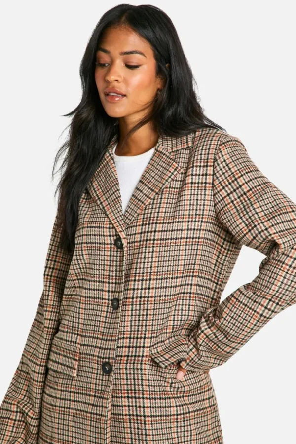 boohoo Tall Check Wool Look Coat and micro mini skirt set | Women Shirts | Foundation