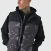 boohooMAN Tall Colour Block Printed Funnel Neck Gilet In | Man | Coats & Jackets