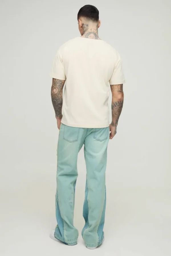 boohooMAN Tall Crotch Embroidered Distressed Gusset Flared Jeans | Denim | Going Out Denim