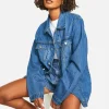 boohoo Tall Denim Blue Oversized Jacket | Women Shirts | Foundation