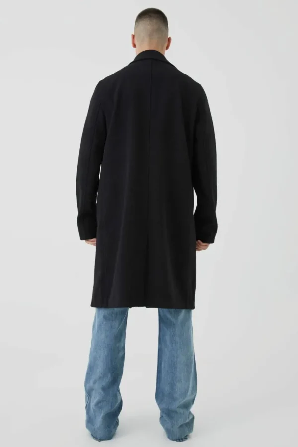 boohooMAN Tall Double Breasted Wool Look Overcoat in | Man | Coats & Jackets