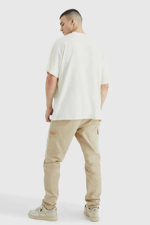 boohooMAN Tall Elastic Comfort Felt Detail Cargo Trouser | Trousers | Cargo Trousers