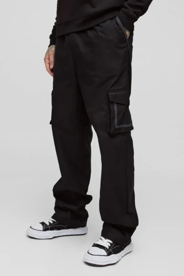 boohooMAN Tall Elasticated Relaxed Fit Ripstop Cargo Trouser | Trousers