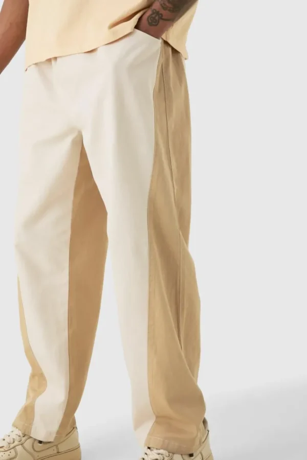 boohooMAN Tall Elasticated Waist Twill Crop Twisted Seam Washed Trouser | Trousers