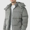 boohooMAN Tall Extended Funnel Neck Hooded Puffer Jacket In | Man | Coats & Jackets