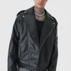 boohooMAN Tall Extreme Oversized Textured PU Biker Jacket In | Man | Coats & Jackets